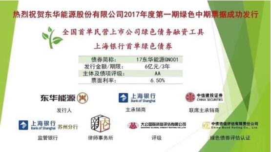 东华能源发行全国首单民营上市公司绿色中票
